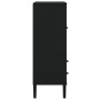 Credenza SENJA Aspetto Rattan Nero 90x40x112 cm Massello Pino