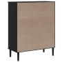 Credenza SENJA Aspetto Rattan Nero 90x40x112 cm Massello Pino