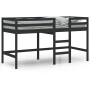 Letto Soppalco con Scala Bambini Nero 80x200cm Massello Pino