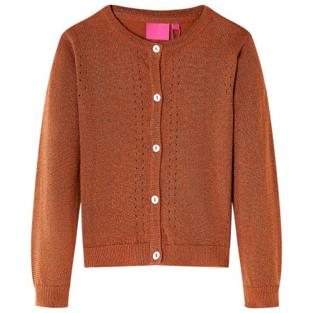 Cardigan da Bambina Lavorato a Mano Cognac 128