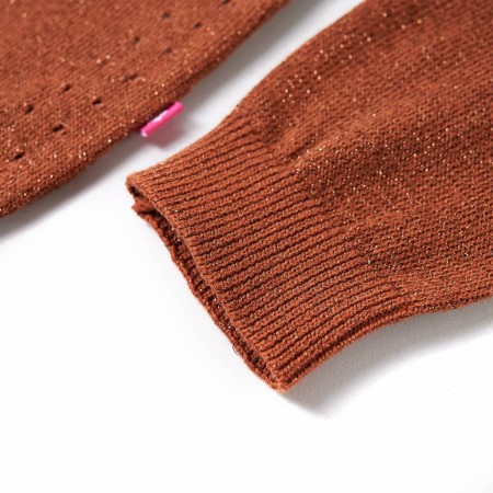 Cardigan da Bambina Lavorato a Mano Cognac 128