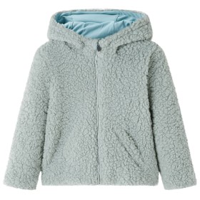 Giacca con Cappuccio Bambina Pelliccia Sintetica Teddy Verde Menta 104