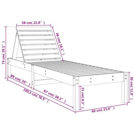 Lettini Prendisole 2pz Neri 199,5x60x74 cm Legno Massello Pino