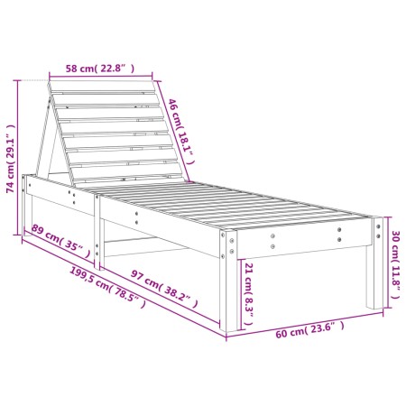 Lettini Prendisole 2pz 199,5x60x74 cm Legno Massello di Douglas