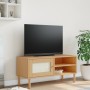 Mobile TV SENJA Aspetto Rattan Marrone 106x40x49 Massello Pino