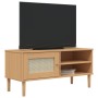 Mobile TV SENJA Aspetto Rattan Marrone 106x40x49 Massello Pino