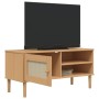 Mobile TV SENJA Aspetto Rattan Marrone 106x40x49 Massello Pino