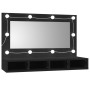 Mobile a Specchio con LED Nero 90x31,5x62 cm