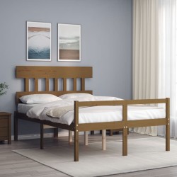 Letto per Anziani con Testiera Miele 140x200 cm Legno Massello