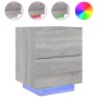 Comodini con Luci LED 2pz Grigio Sonoma in Legno Multistrato