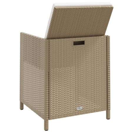 Sedie da Giardino con Sgabelli 2 pz in Polyrattan Beige