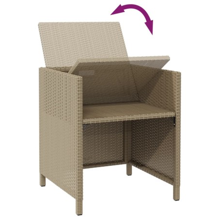 Sedie da Giardino con Sgabelli 2 pz in Polyrattan Beige