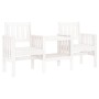 Panca Giardino con Tavolino 2 Posti Bianco Legno Massello Pino