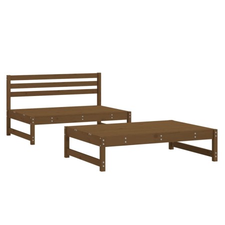 Set Salotto da Giardino 2 pz Miele in Legno Massello di Pino