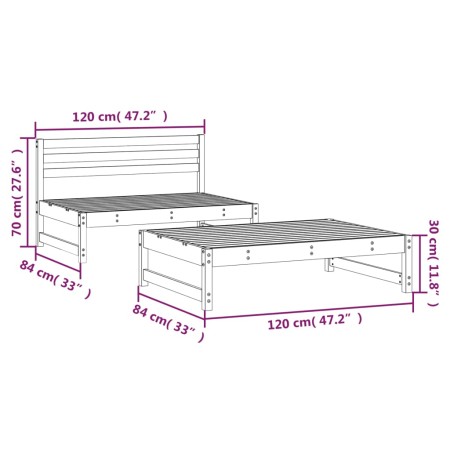 Set Salotto da Giardino 2 pz Miele in Legno Massello di Pino