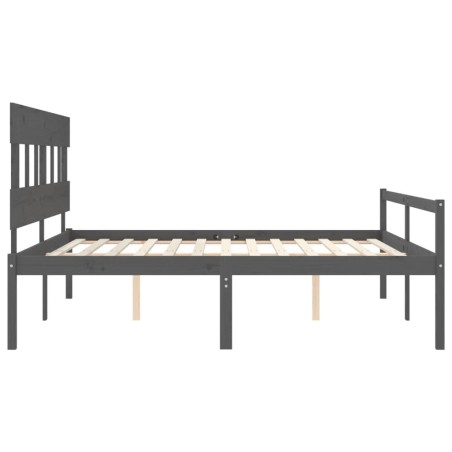 Letto per Anziani con Testiera Grigio 200x200 cm Legno Massello