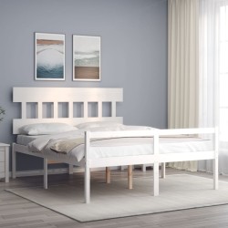 Letto per Anziani con Testiera Bianco 160x200 cm Legno Massello