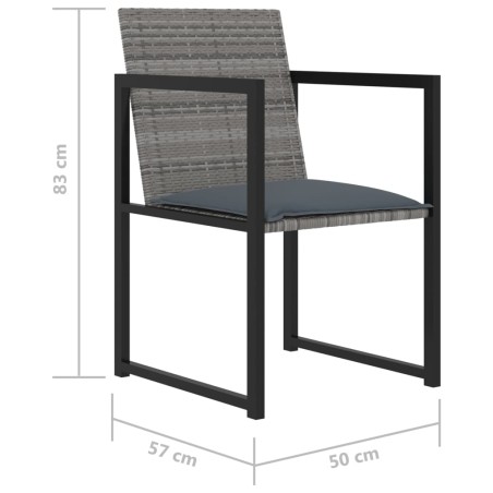 Set da Pranzo da Esterno 9 pz con Cuscini in Polyrattan Grigio