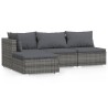 Set Divani da Giardino 4 pz con Cuscini in Polyrattan Grigio