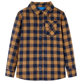 Camicia a Quadri da Bambino Cognac e Blu 104