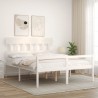 Letto per Anziani con Testiera Bianco 160x200 cm Legno Massello