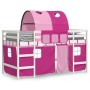 Letto a Soppalco con Tunnel Bambini Rosa 80x200cm Massello Pino