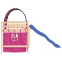 Letto a Soppalco con Tunnel Bambini Rosa 80x200cm Massello Pino