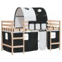 Letto a Soppalco con Tunnel Bambini Bianco e Nero 90x200cm Pino