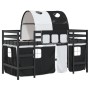 Letto a Soppalco con Tunnel Bambini Bianco e Nero 90x190cm Pino