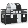 Letto a Soppalco con Tunnel Bambini Bianco e Nero 90x190cm Pino