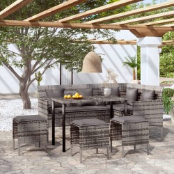 Set Mobili 5 pz Divano a L con Cuscini in Polyrattan Grigio