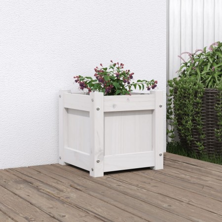 Fioriera da Giardino Bianca 31x31x31 cm Legno Massello di Pino