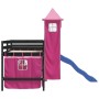 Letto a Soppalco con Torre Bambini Rosa 80x200cm Massello Pino