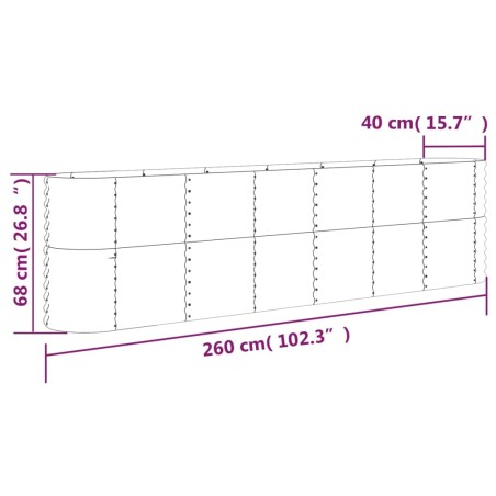 Letto Giardino Acciaio Verniciato a Polvere 260x40x68cm Marrone