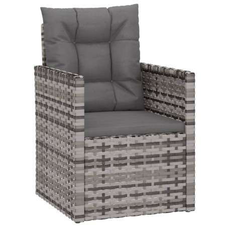 Set Divani da Esterno 4 pz con Cuscini in Polyrattan Grigio