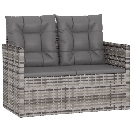 Set Divani da Esterno 4 pz con Cuscini in Polyrattan Grigio