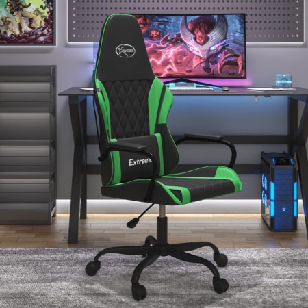 Sedia da Gaming Massaggiante Nero e Verde in Similpelle