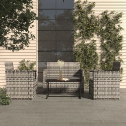 Set Divani da Esterno 4 pz con Cuscini in Polyrattan Grigio