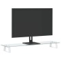 Supporto per Monitor Bianco 80x20x8cm Vetro Temperato e Metallo