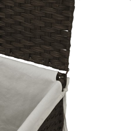 Cesto Biancheria 2 Sezioni Marrone Scuro 53x35x57 cm Polyrattan