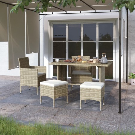 Set Sedie da Giardino con Poggiapiedi 4 pz in Polyrattan Beige