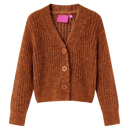 Cardigan da Bambina Lavorato a Mano Cognac 104