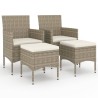 Set Sedie da Giardino con Poggiapiedi 4 pz in Polyrattan Beige