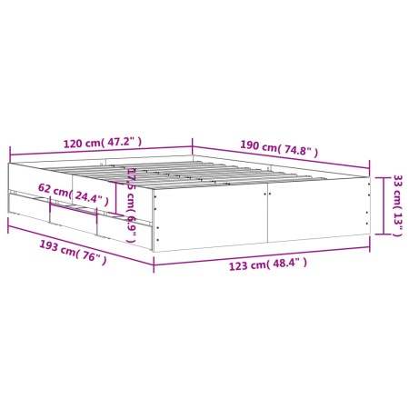 Giroletto Cassetti Rovere Marrone 120x190 cm Legno Multistrato