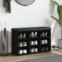 Panca Porta Scarpe Nera 82x32x50 cm in Legno Multistrato