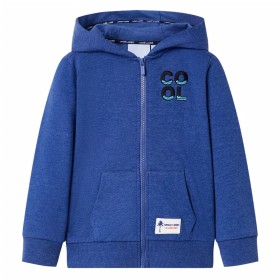 Felpa con Cappuccio e Cerniera per Bambini Blu Scuro Mélange 92