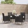 Set Bistrò da Giardino 5 pz con Cuscini in Polyrattan Nero