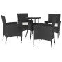 Set Bistrò da Giardino 5 pz con Cuscini in Polyrattan Nero