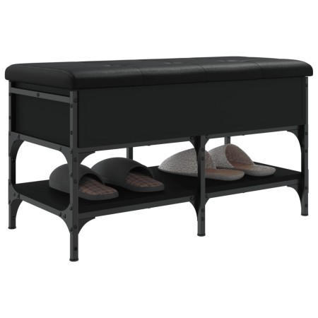 Panca Porta Scarpe Nera 82x42x45 cm in Legno Multistrato