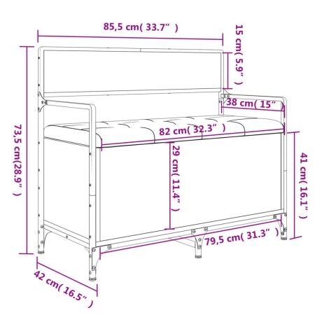 Panca Portaoggetti Grigio Sonoma 85,5x42x73,5 cm Multistrato